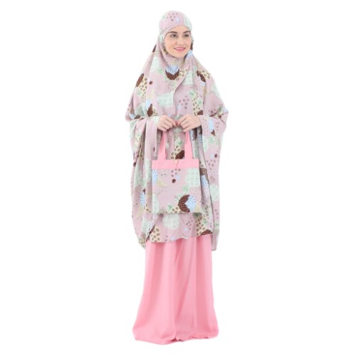 Mukena Tazbiya Polka Leaf Pink
